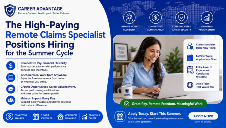 The High-Paying Remote Claims Specialist Positions Hiring for the Summer Cycle