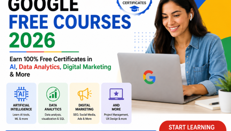 Google Free Courses 2026: Master In-Demand AI, Data, Marketing & Cloud Skills (100% Free Certifications & Audit Guide)