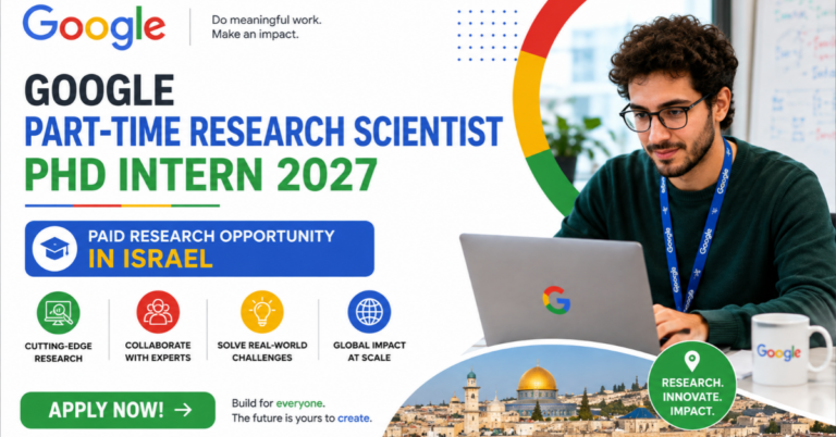 Google Part-Time Research Scientist PhD Intern 2027: Paid Research Opportunity in Israel