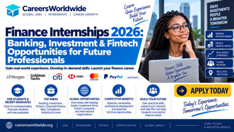 Finance Internships 2026: Banking, Investment & Fintech Opportunities for Future Professionals