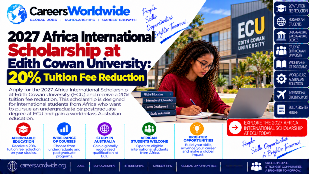 2027 Africa International Scholarship at Edith Cowan University: 20% Tuition Fee Reduction